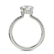 Pauline Round Cut Pave Hidden Halo 4 Prong Claw Set Engagement Ring Setting - Nivetta